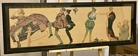 Full view of the long horizontal framed satirical poster depicting caricatured WWI figures by G. Levunec.