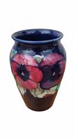 Front view of Moorcroft ceramic vase with floral design