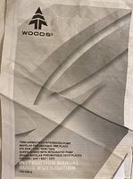 Manual/instruction sheet for Woods airbed showing model details and operational instructions.