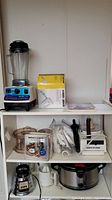 Wide view of all items on shelving unit