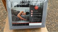 Photo showing Beautyrest Ultra Soft Microfiber King Sheet Set packaging in grey color with product features.
