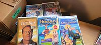 Image of 5 unopened Disney VHS movies: Cinderella II, Beauty and the Beast, The Kid, Hercules: Zero to Hero, The Emperor's New Groove.