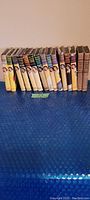 Photo of 15 Cherry Ames serial books standing upright showing spines and some front covers, titles visible.