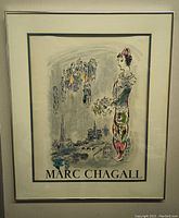Front view of framed Marc Chagall poster showing full artwork and frame.