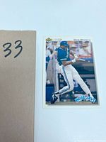 Front view of Dave Winfield baseball card from Upper Deck in Blue Jays uniform at bat.