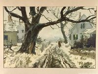 Overall view of framed watercolor painting