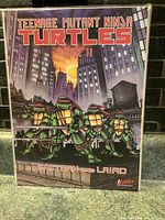 Front cover of Teenage Mutant Ninja Turtles Book II graphic novel showing four turtles on a city rooftop with sunset background.