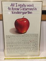Full front view of framed poster showing title, apple image, and poem below in frame.