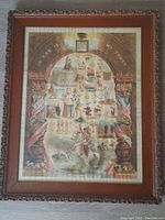 Full front view of the antique framed Freemason poster showing size and condition.