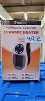 Box showing Brightown Personal Electric Ceramic Heater with model image and features.