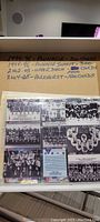 Photo of a sign listing the card sets and approximate card counts: 1994-95 Pinnacle (300 cards), 1995-96 Pinnacle Summit (3,000 cards), 2002-03 Upper Deck (1,000 cards), 2004-05 Parkhurst (1,600 cards).