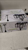Box front showing Good Earth Outdoor LED Post Lantern Light