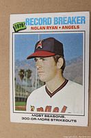 Front of the 1977 Topps Nolan Ryan Record Breaker card showing player photo, header, and team.