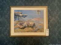 Frontal view of the framed painting showing entire artwork