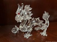 Front-side view of crystal dragon figurine