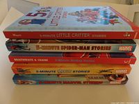 Stack of five children’s 5-minute story books showing titles and colorful illustrated spines.