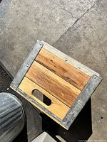 Top view showing wooden slats, metal reinforcements, and the Lucerne branding on the wood surface.