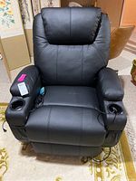 Full view of black electric massage heated recliner chair