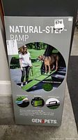 Box of Natural Step dog ramp by Gen7Pets showing front with product photo and details
