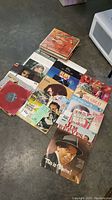 Overview photo of the vinyl record collection with multiple album covers visible.