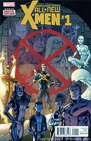 Cover image of All New X-Men #1 comic book showing Marvel superheroes and an X symbol in the background.