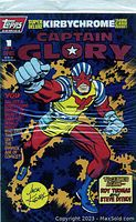 Cover of Captain Glory #1 comic showing Jack Kirby style art of super-hero in red, blue, and yellow flying toward viewer with title and seller condition info