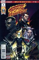 Front cover photo of Spirits of Vengeance #1 comic, showing main characters and title logo with Marvel Legacy branding