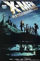 Front cover of X-Men Endangered Species #1 comic book depicting silhouetted characters near a graveyard with reflecting water at bottom.