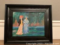Frontal view of framed painting showing full composition and frame