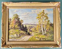Front view of framed painting showing full composition and frame design