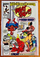 Front cover of What The ?! #1 Marvel comic book showing colorful parody artwork featuring multiple Marvel characters including Spider-Man and Wolverine.