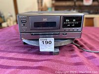 Front view of Sony Digital Audio Tape Deck DTC-P7 showing power button, cassette slot and front control panel with display screen.