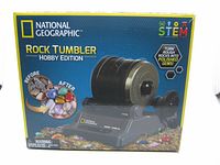 Original product box for National Geographic Rock Tumbler Hobby Edition showing design and product images.