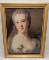 Full front view of the vintage framed print showing the portrait of young Marie Antoinette