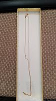 Full view of the thin rope chain necklace placed inside a box, showing entire length and delicate nature of the chain.