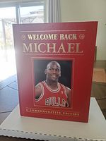 Front cover of the commemorative Michael Jordan hardcover book showing title and image of Michael Jordan