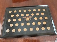 Full tray view showing all coins arranged and embedded