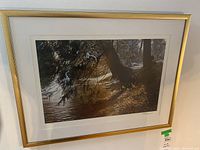 Framed art print showing full frame and mat of Ken Danby signed print in gold frame.