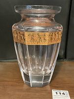 Front view of entire vase showing overall shape and gold band