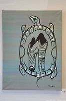 Full front view of the original acrylic on canvas painting by Randy Knott showing a stylized turtle design on grey background.