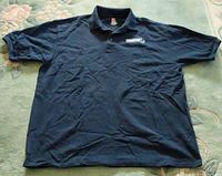Full view of men's or women's XL dark navy blue polo shirt laid flat, showing overall condition and style.