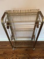 Front view of metal LP storage stand