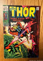 Front cover of The Mighty Thor issue #161 showing Thor fighting a large robotic/cosmic entity with the title 'SHALL A GOD PREVAIL!' and 12 cent price.