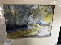 Original watercolor painting of Wendover Canal by Ann Knight, matted with cream mat board, showing detailed natural landscape with canal, trees, and pathway.