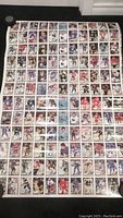 Full view of the uncut OPC hockey card sheet showing numerous player cards across the sheet in good condition