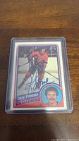 Front photo of the Larry Robinson 1982 Topps hockey card showing the player in Canadiens uniform, with autograph across the card.