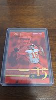 Front view of the 2017 Patrick Mahomes II Rookie Pro Sports Card in protective plastic sleeve.