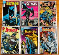 Front covers of six Batman comic book issues #422, #430, #432, #490, #494, and #513 displayed in two rows of three.