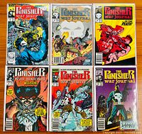 Six comic books from The Punisher War Journal series, issues #3 to #8, showing front covers with artwork by Carl Potts and Jim Lee.