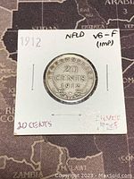 Reverse side of the coin with denomination and year '1912' featuring Newfoundland text.